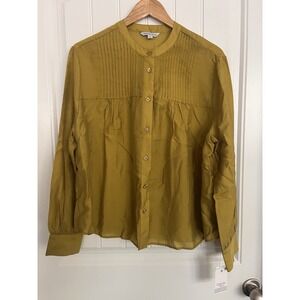 New!‎ Ophelia Rose Chartreuse Blouse Green Shirt Large Long Sleeves Lightweight